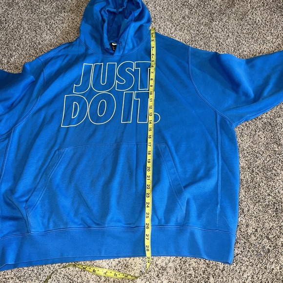 Nike Hoodie XXL Blue Just Do It Fleece Hooded Pullover Sweatshirt - Picture 4 of 6